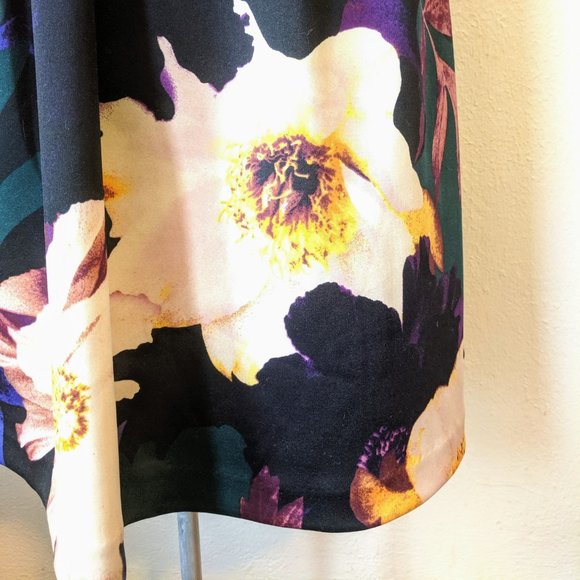 Vince Camuto Ponte A-line Floral Dress Black Print - Picture 5 of 8